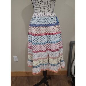 Sacred Threads Women One Size fits most pull on‎ tiered cotton skirt boho hippie